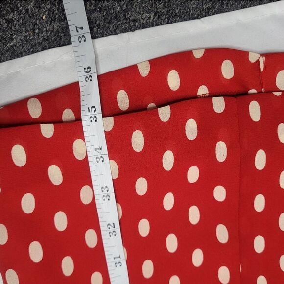 VINTAGE 90s dress red polka dot short sleeve sheath M - Picture 8 of 10
